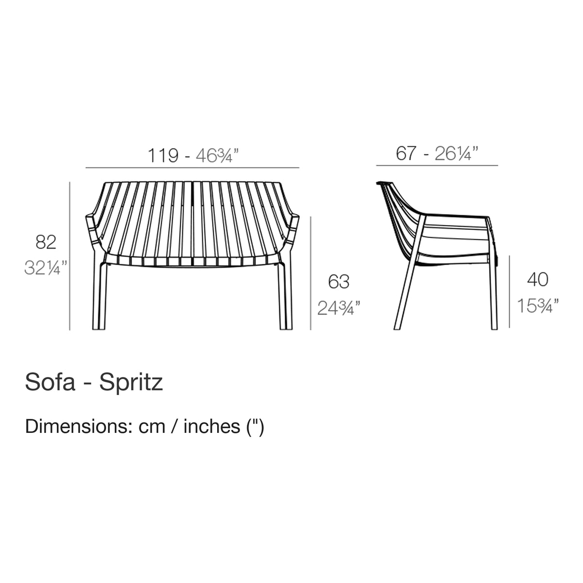 Dimension drawing Sofa - Spritz