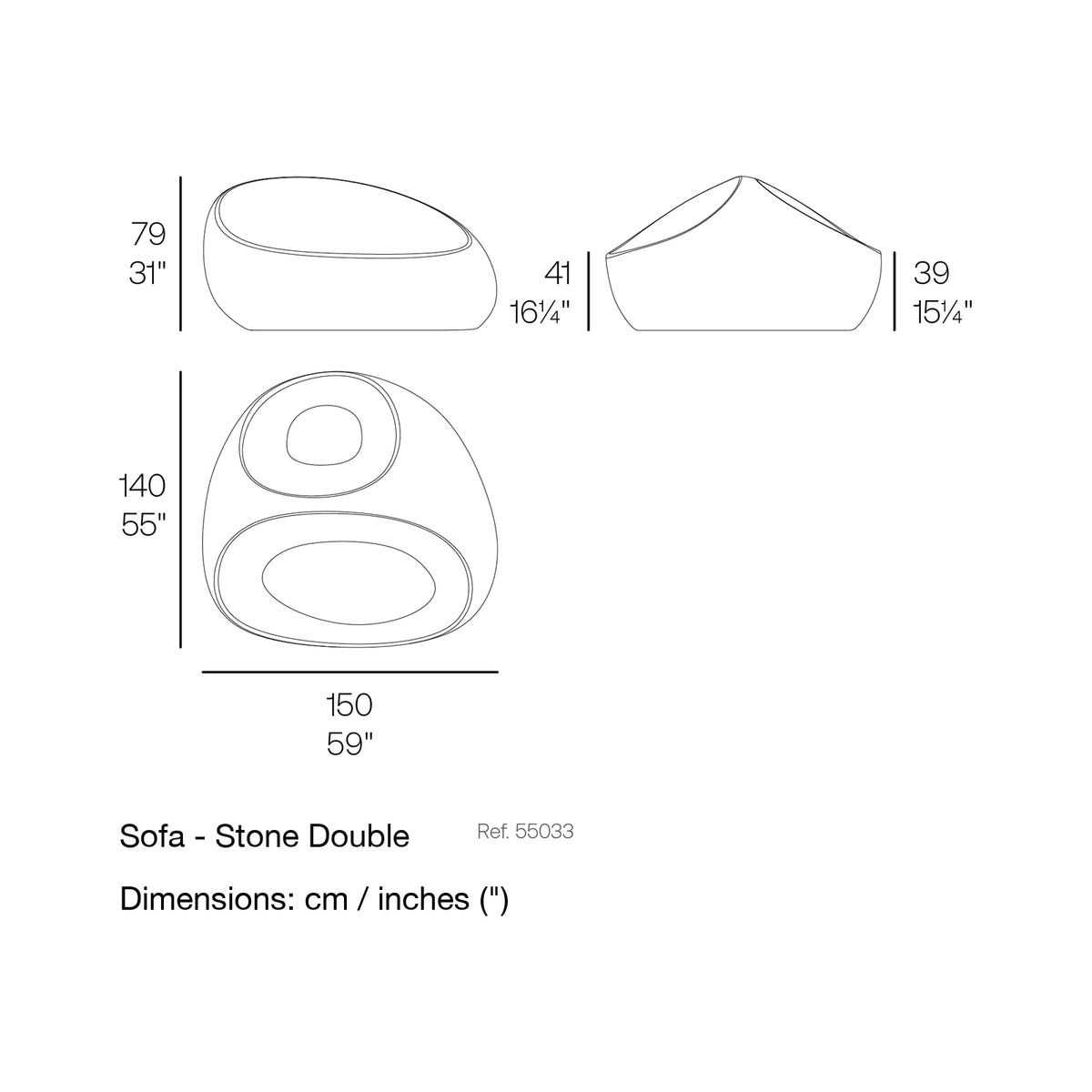 Dimension drawing Sofa - Stone Double