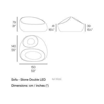 Dimension drawing Sofa - Stone Double LED