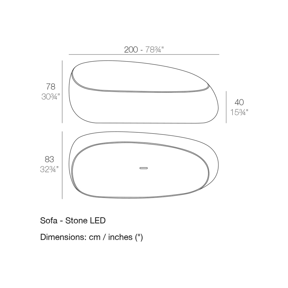 Dimension drawing Sofa - Stone LED