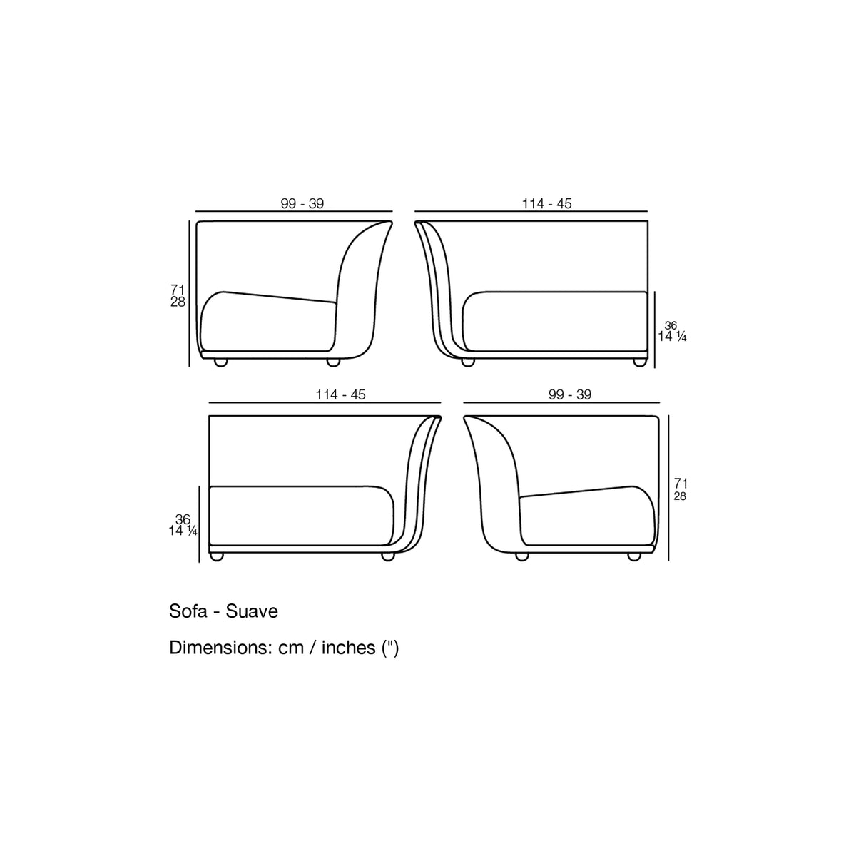 Dimension drawing Sofa - Suave