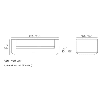 Dimension drawing Sofa - Vela LED