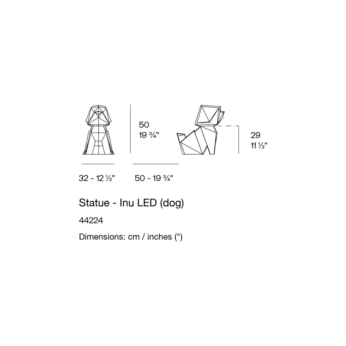 Dimension drawing Statue - Inu LED (dog)