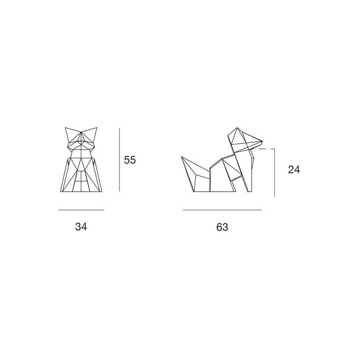 Statue Renard Collection Origami Taille 69x35x55 cm - Kitsune Vondom