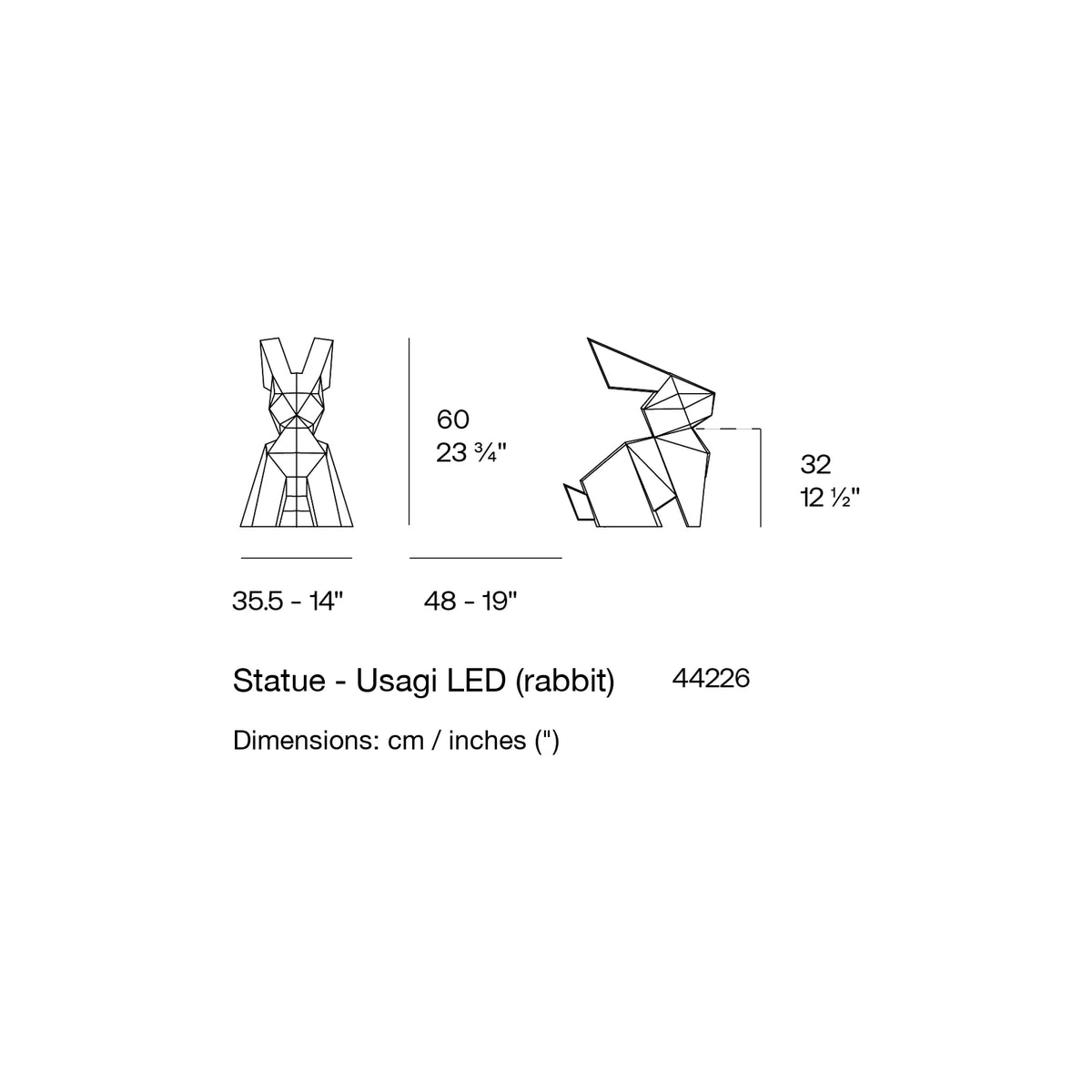 Dimension drawing Statue - Usagi LED (rabbit)