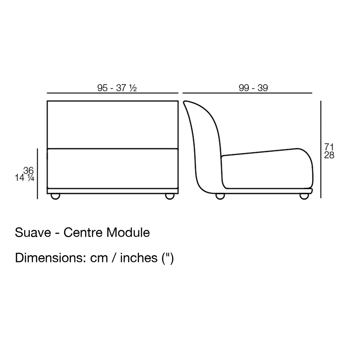 Dimension drawing Suave - Centre Module