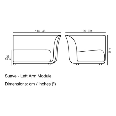 Dimension drawing Suave - Left Arm Module