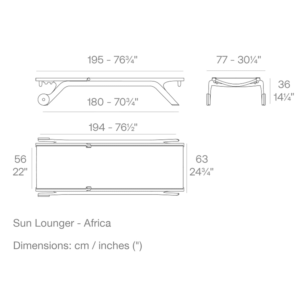 Dimension drawing Sun Lounger - Africa