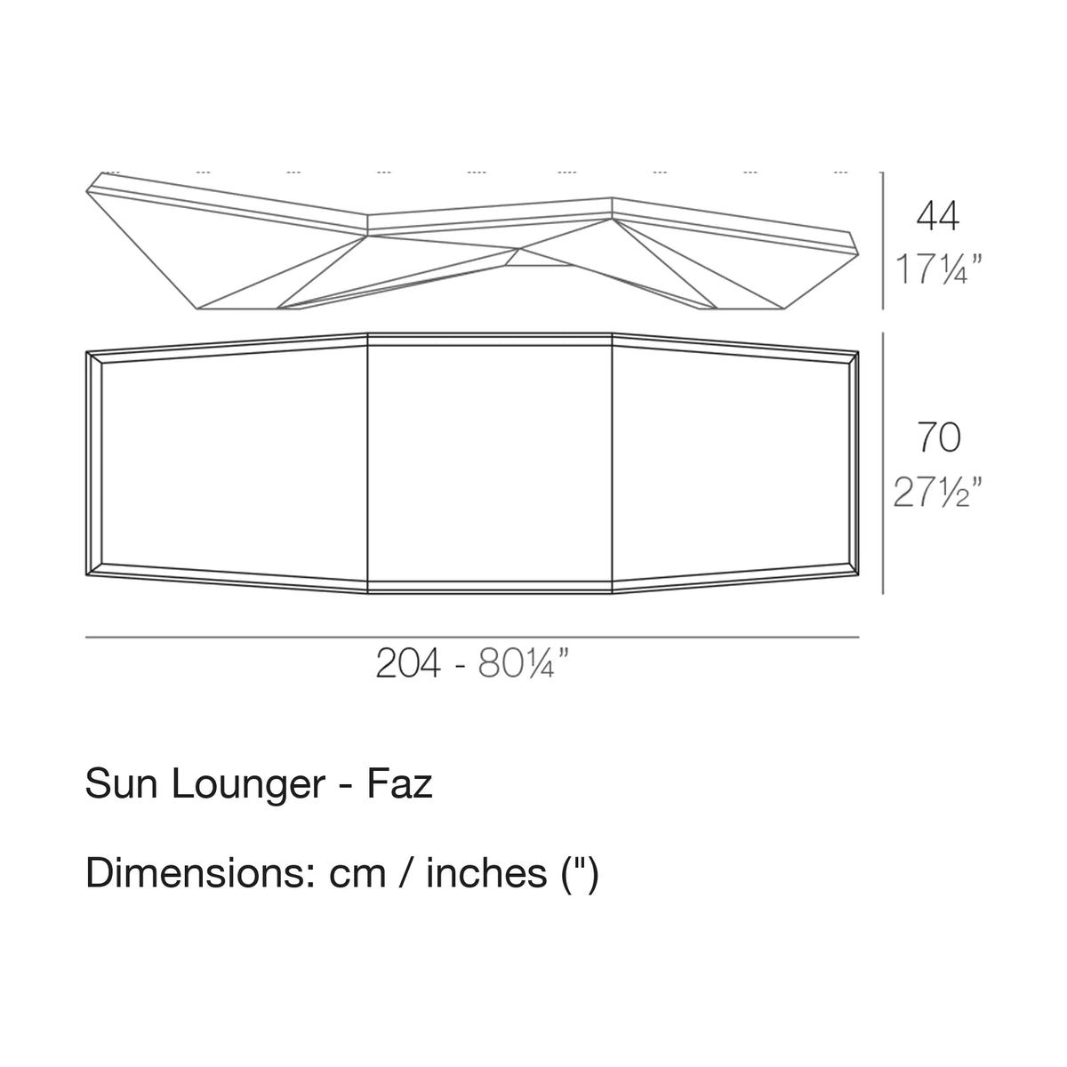 Dimension drawing Sun Lounger - Faz
