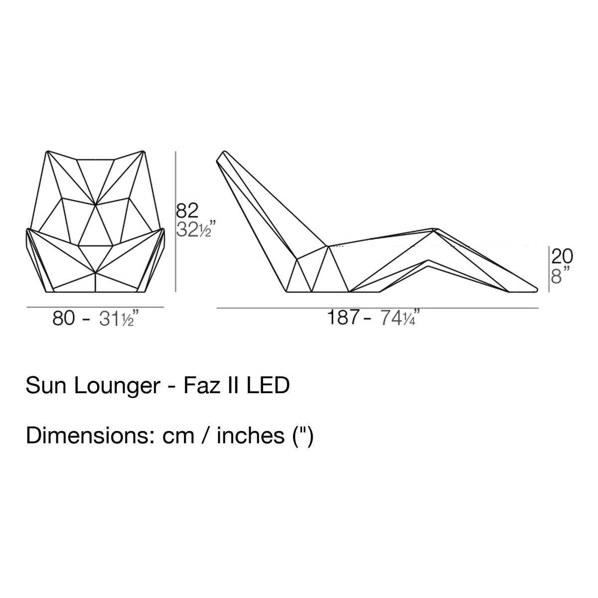 Dimension drawing Sun Lounger - Faz II LED