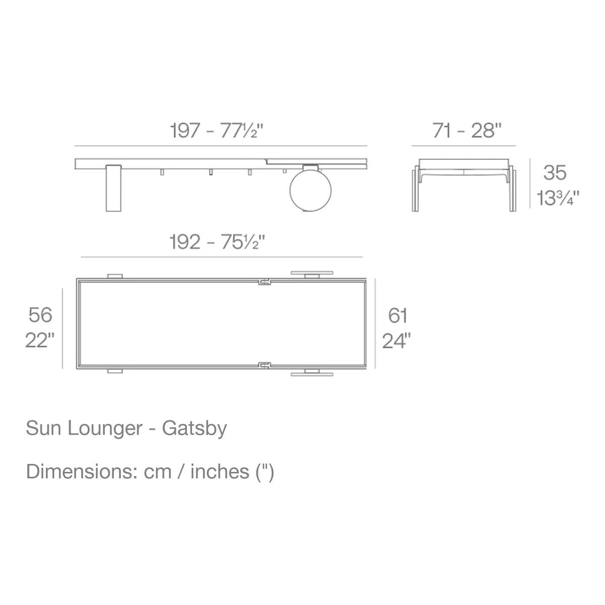 Dimension drawing Sun Lounger - Gatsby