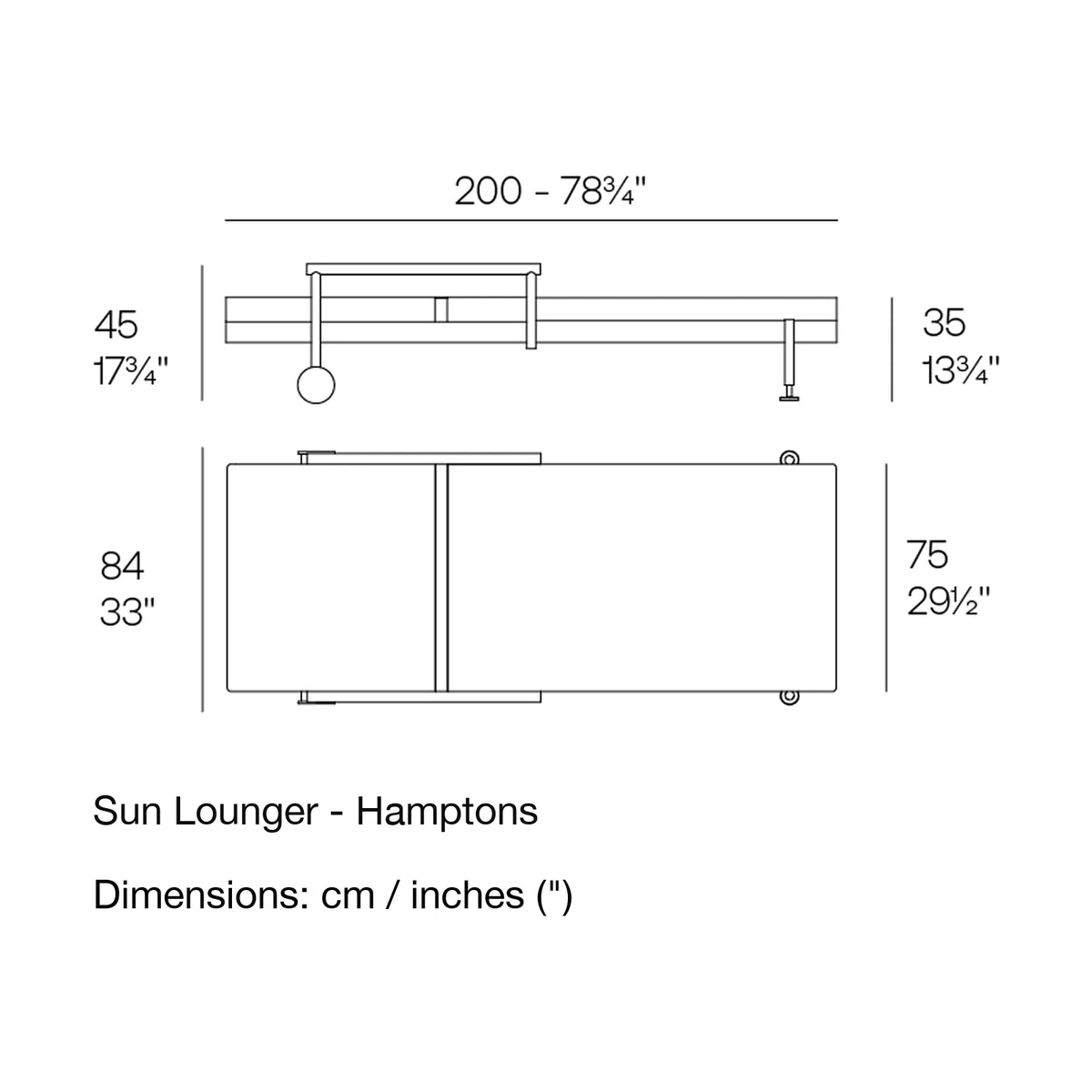 Dimension drawing Sun Lounger - Hamptons