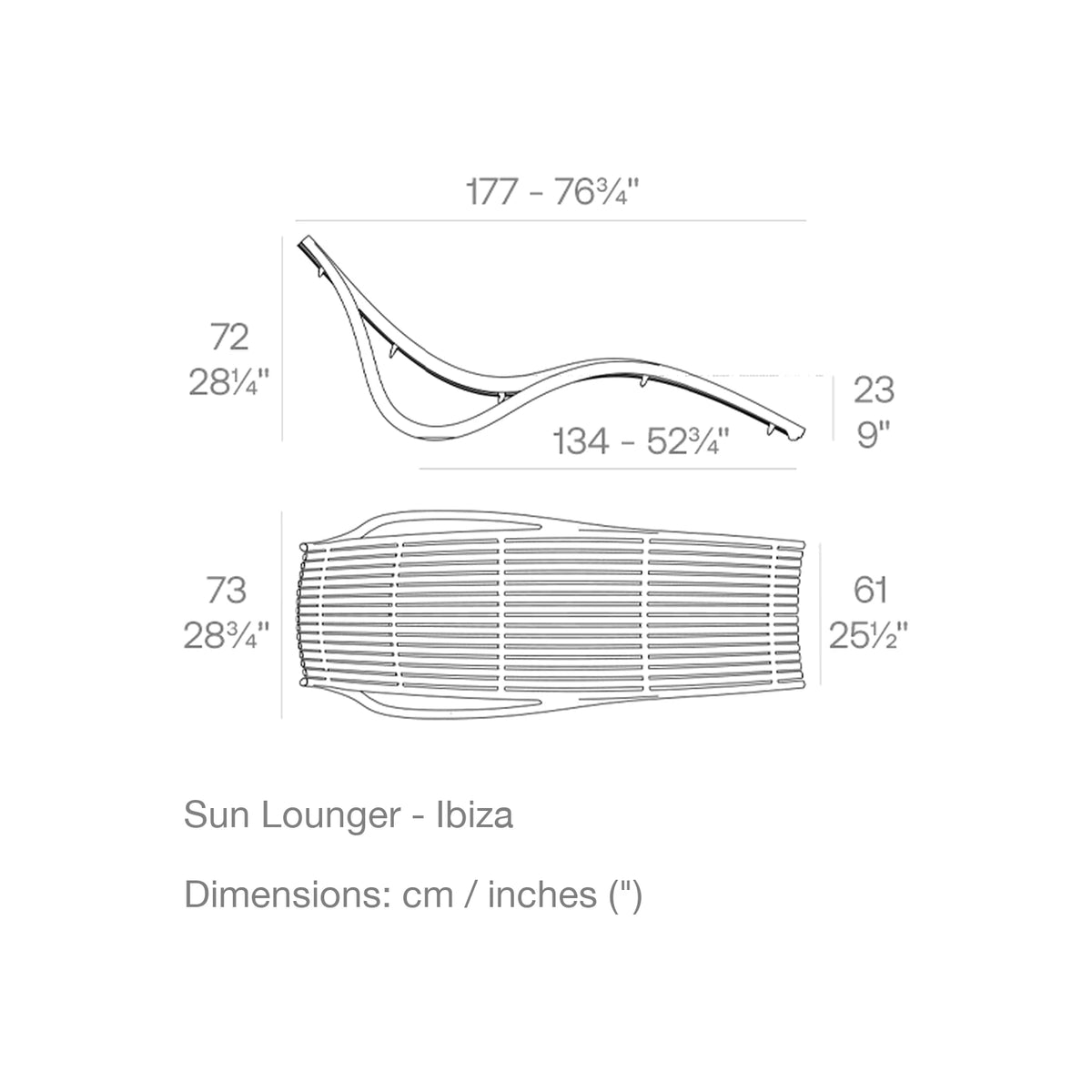 Dimension drawing Sun Lounger - Ibiza
