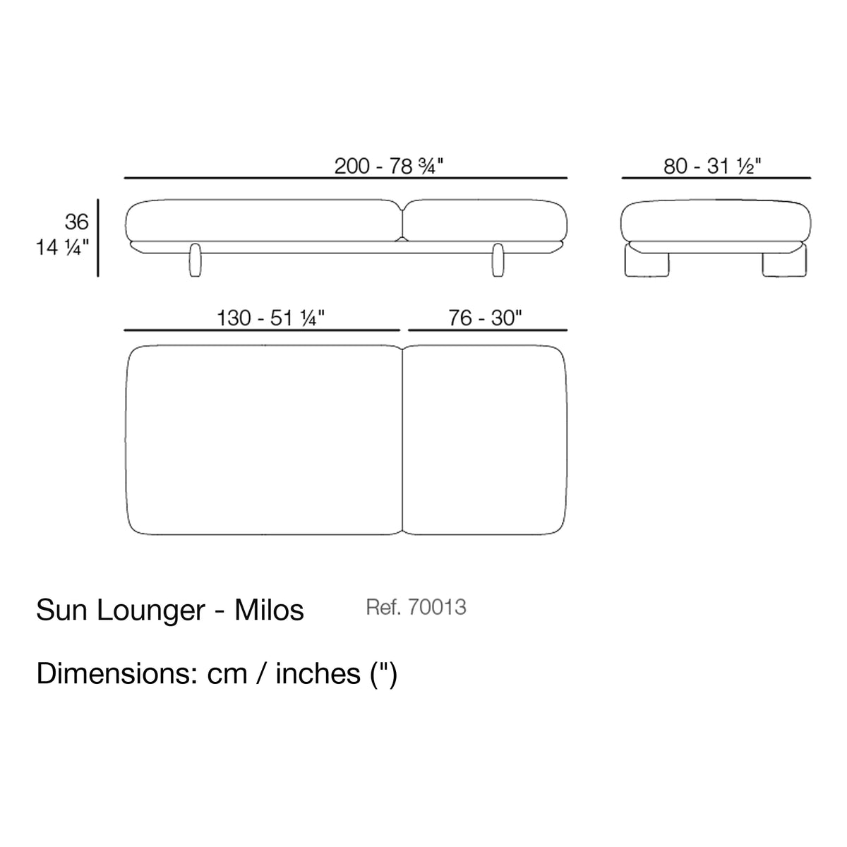 Dimension drawing Sun Lounger - Milos