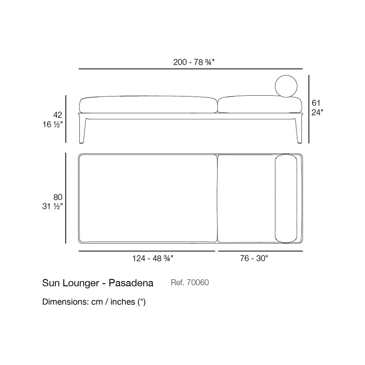 Dimension drawing Sun Lounger - Pasadena