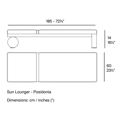 Dimension drawing Sun Lounger - Posidonia