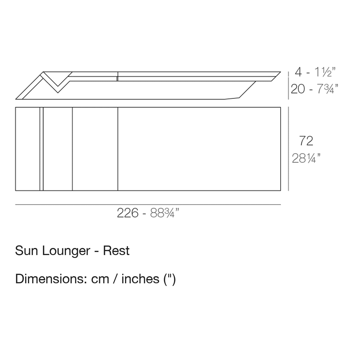 Dimension drawing Sun Lounger - Rest