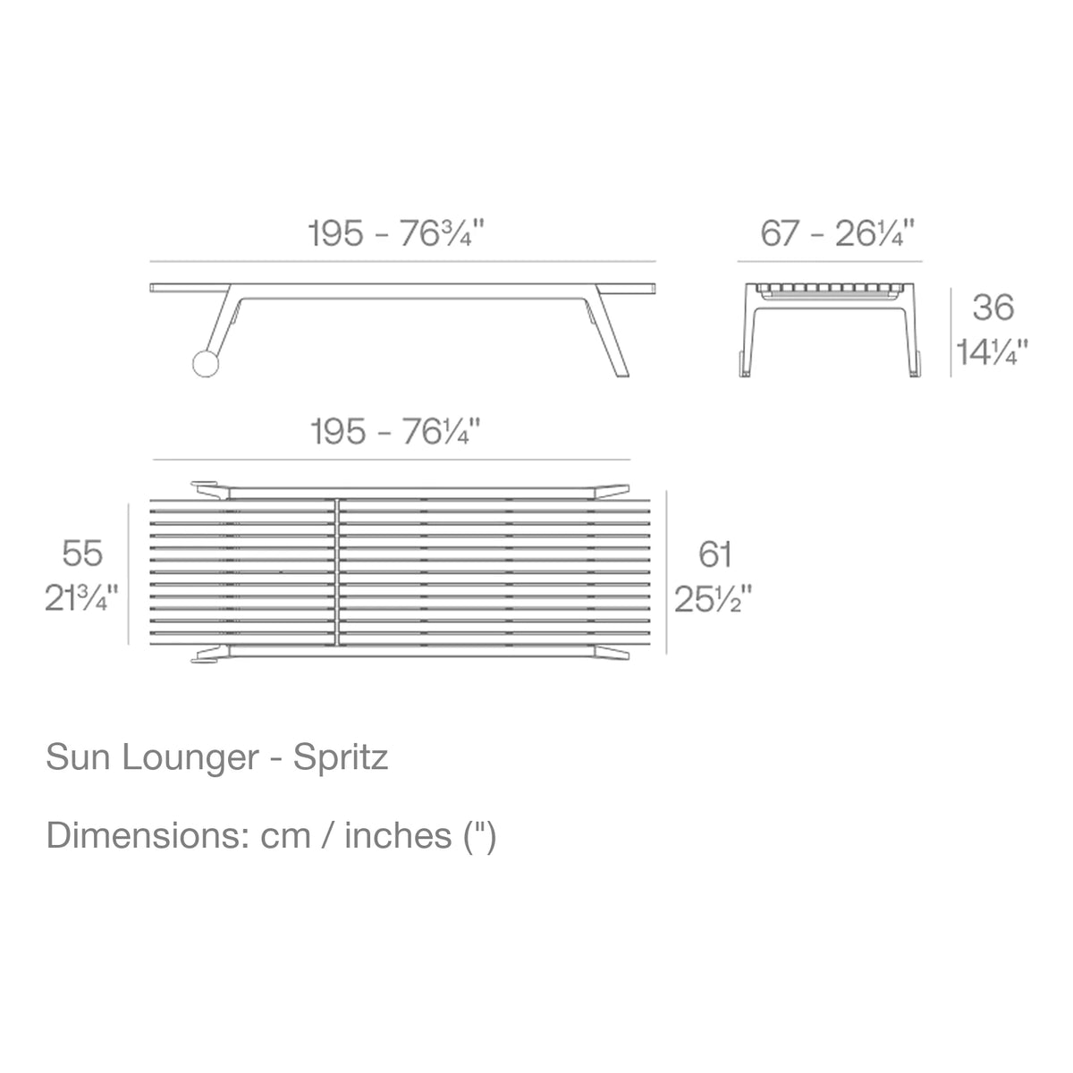 Dimension drawing Sun Lounger - Spritz