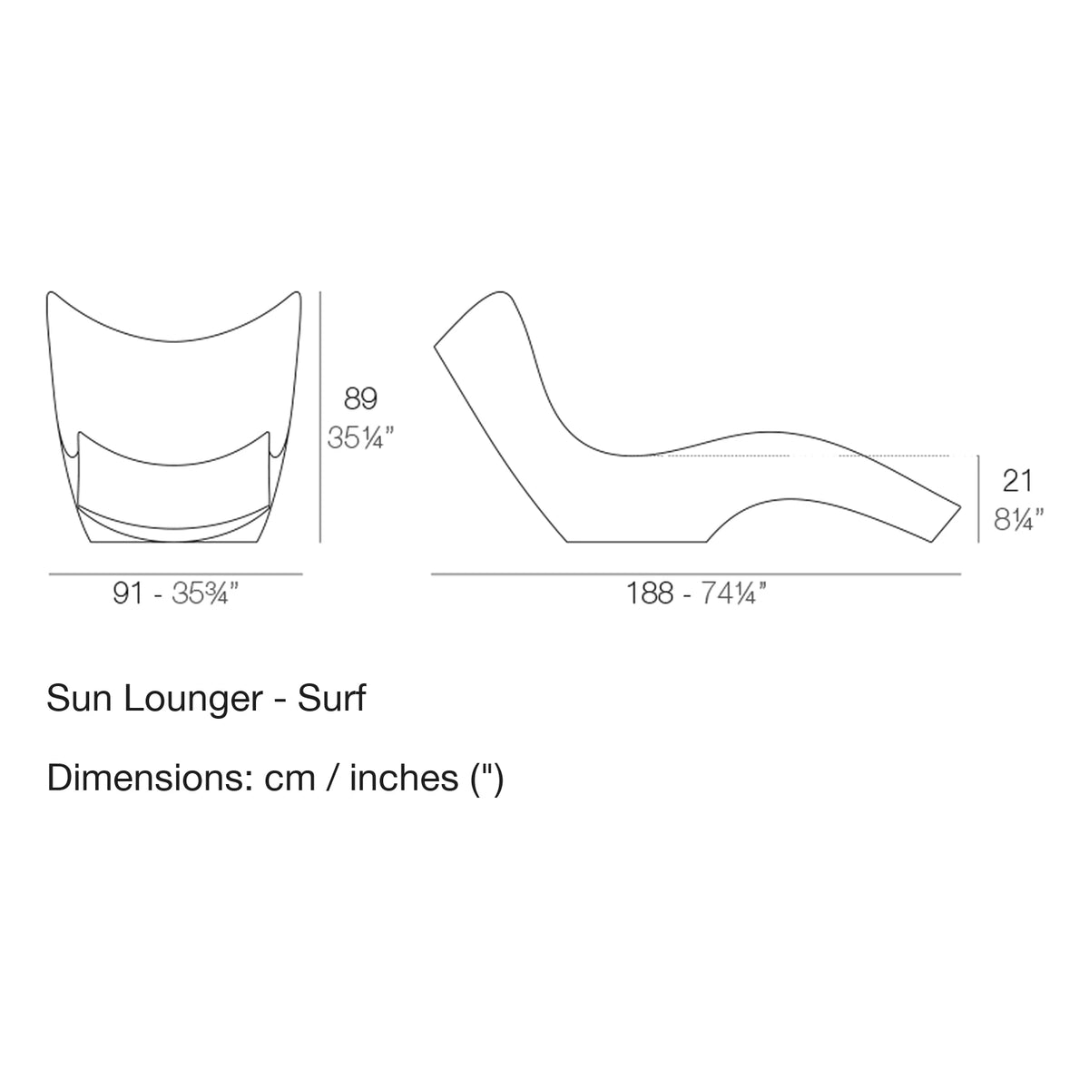 Dimension drawing Sun Lounger - Surf
