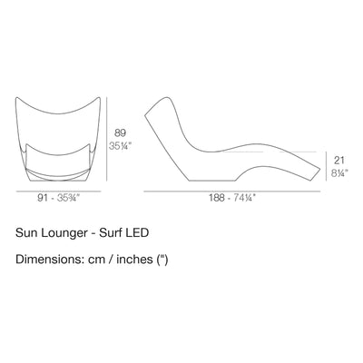 Dimension drawing Sun Lounger - Surf LED