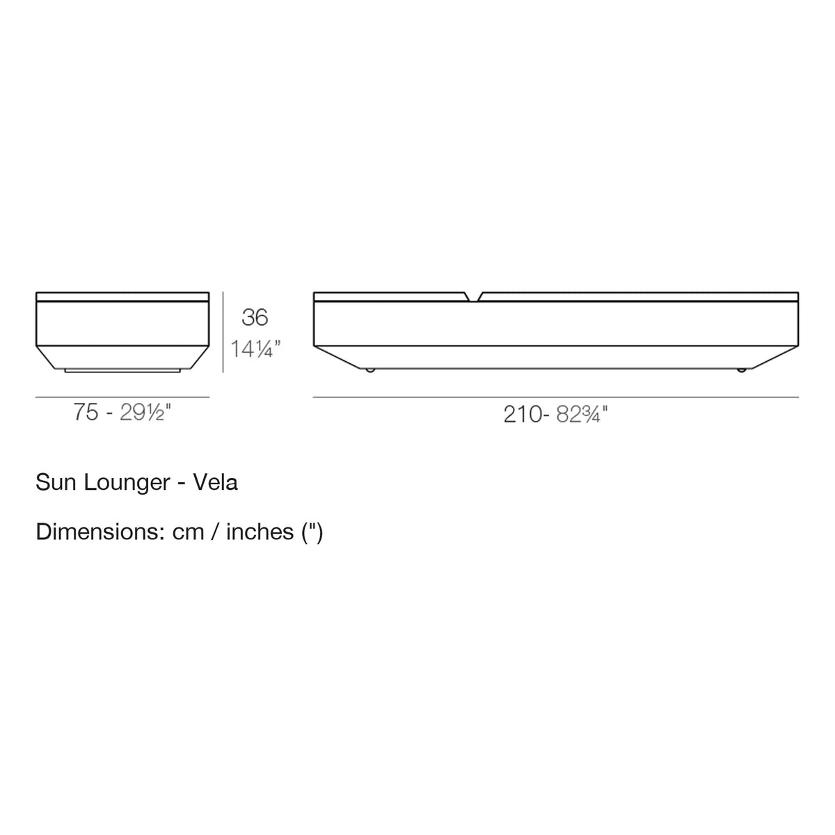 Dimension drawing Sun Lounger - Vela