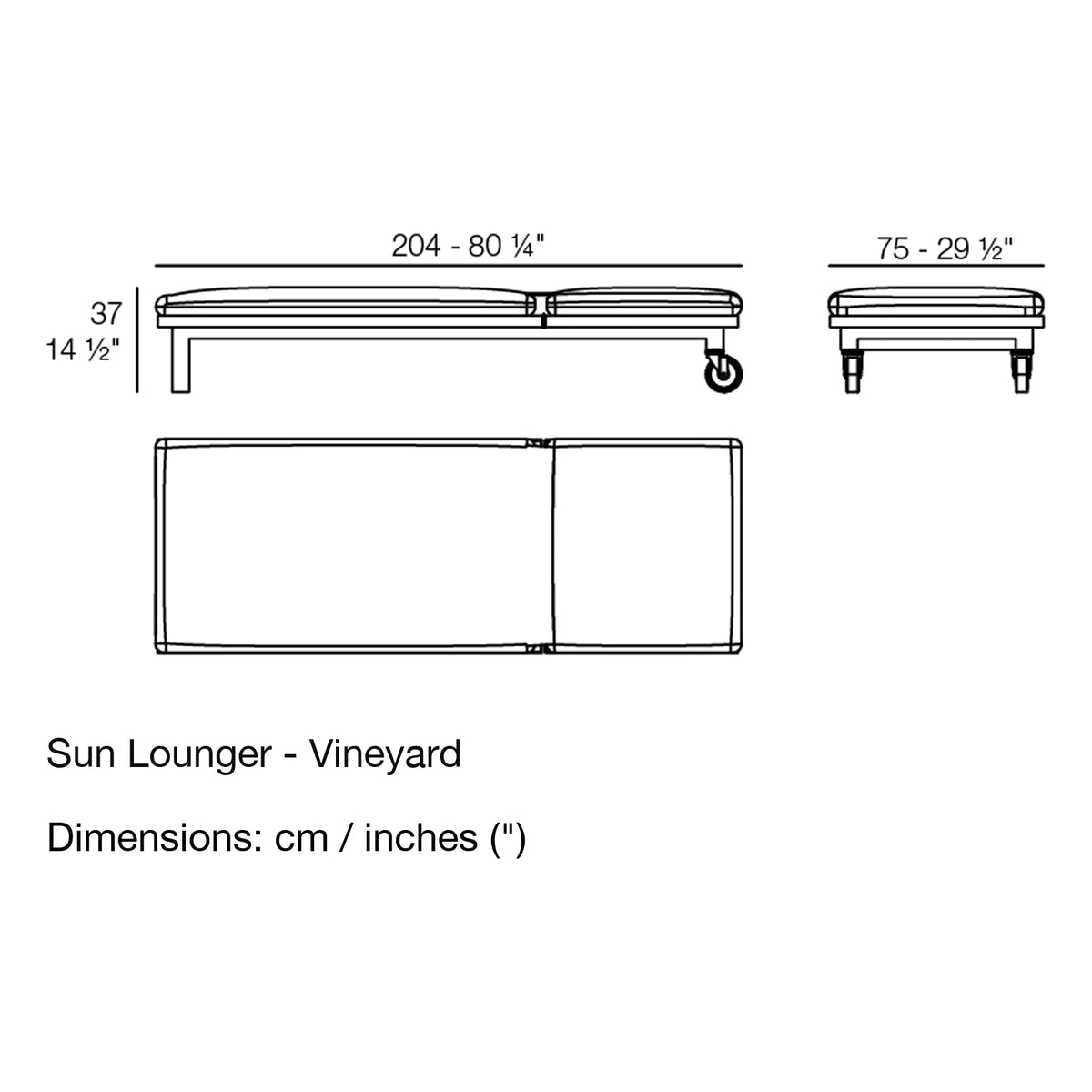 Dimension drawing Sun Lounger - Vineyard