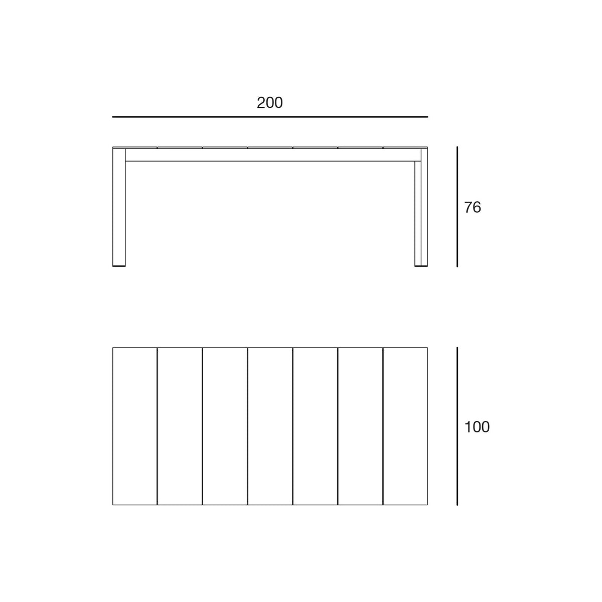 Table Aluminium Collection Posidonia Taille 200x100x76 cm Vondom