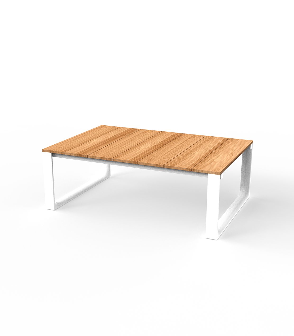 Table Basse Aluminium et Teck Couleur Aluminium blanc Finition plateau bois Bois de teck naturel - Collection Tulum Vondom
