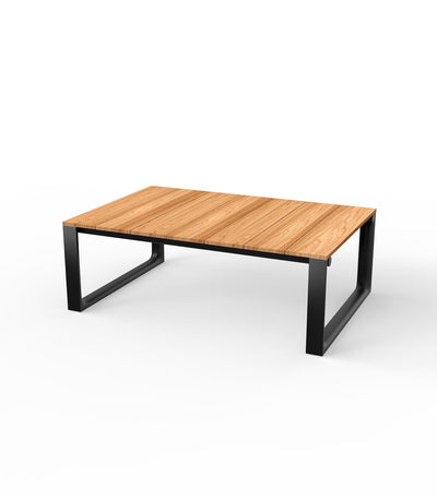 Table Basse Aluminium et Teck Couleur Aluminium noir Finition plateau bois Bois de teck naturel - Collection Tulum Vondom