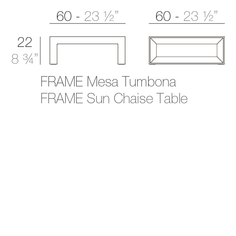 Table Basse Collection Frame Vondom Taille 60x60x22 cm