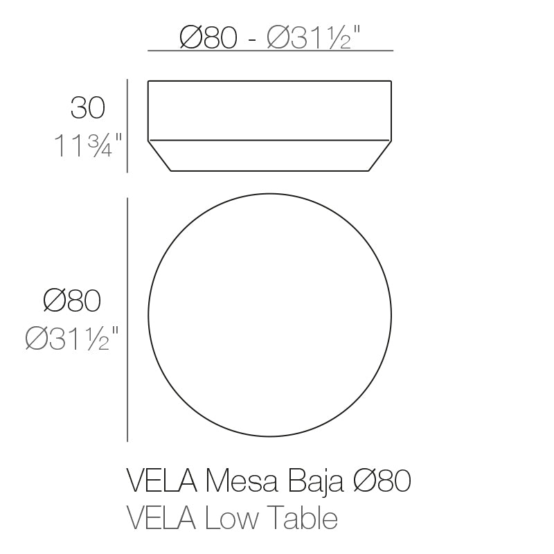 Table Basse Collection Vela Ronde 80 Finition Mate Vondom