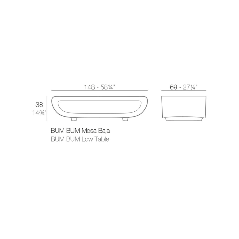 Table Basse Extérieur Collection BUM BUM en Plastique Rotomoulé Vondom