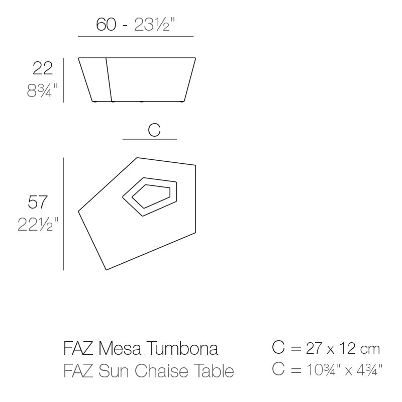 Table Basse FAZ avec Jardinière Intégrée Taille 60x57x22 cm Finition Mate Collection Faz Cosy Vondom