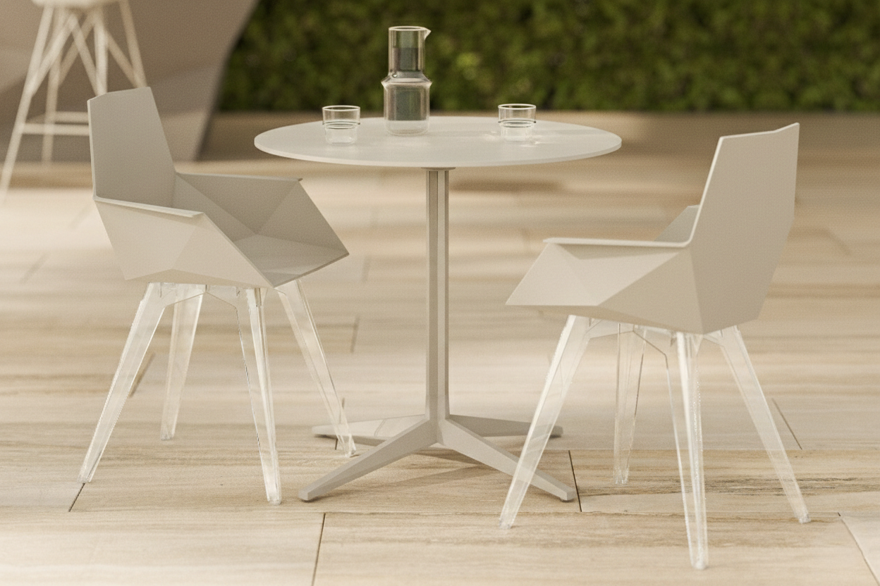Table Bistrot Ronde en Verre - FAZ Collection Faz Inox Vondom - 2