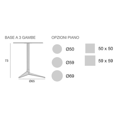 Disegno quotato del tavolo Faz Inox Vondom, rotondo