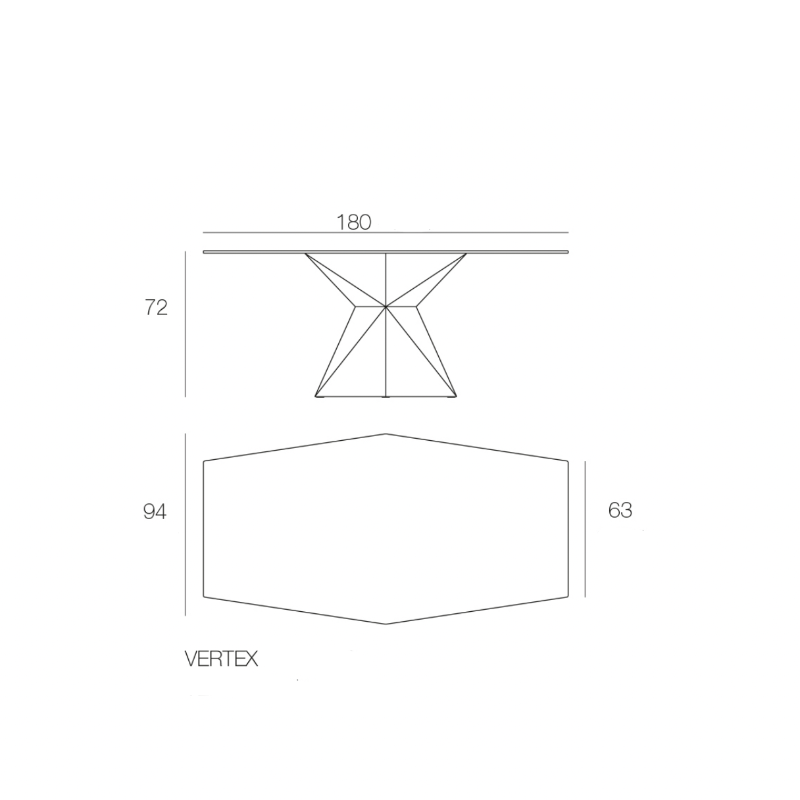 Table de Jardin Collection Vertex Octogonale Pied Central Vondom