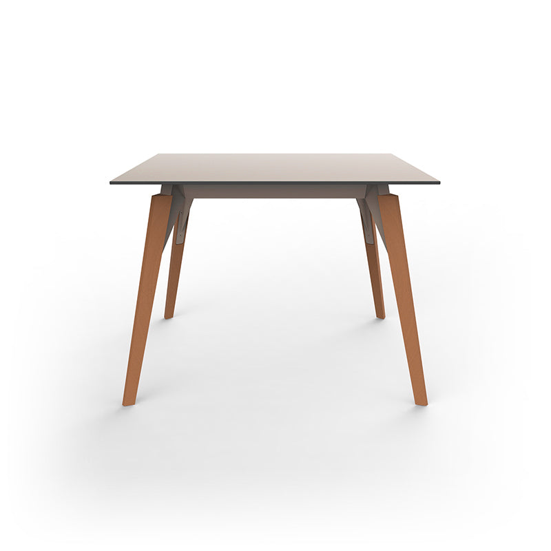 Table Design Blanche avec Pied en Bois Collection Faz Wood Vondom - 2