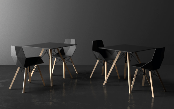 Table Design Blanche avec Pied en Bois Collection Faz Wood Vondom - 5