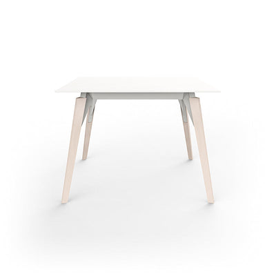 Table Design Blanche avec Pied en Bois Collection Faz Wood Vondom