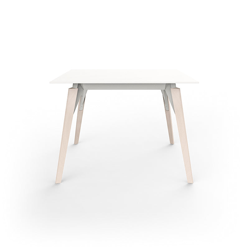 Table Design Blanche avec Pied en Bois Collection Faz Wood Vondom