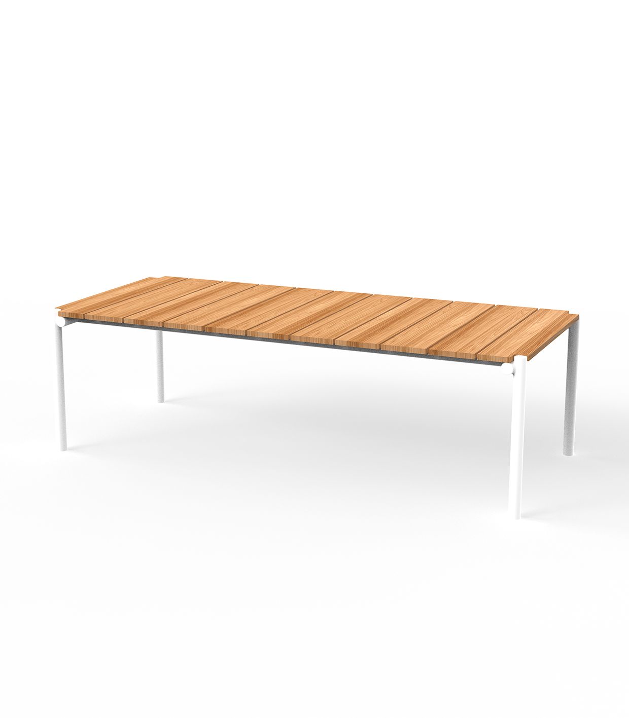 Table Design Bois et Aluminium Couleur Aluminium blanc Finition plateau bois Bois de teck naturel - Collection Tulum Vondom