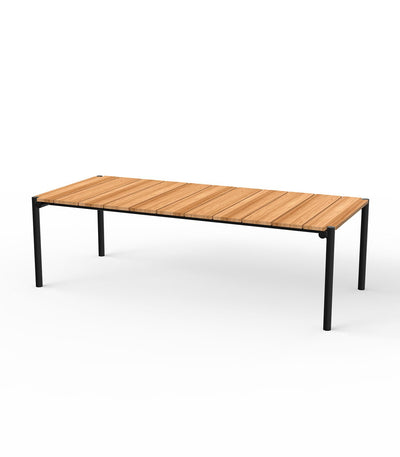 Table Design Bois et Aluminium Couleur Aluminium noir Finition plateau bois Bois de teck naturel - Collection Tulum Vondom