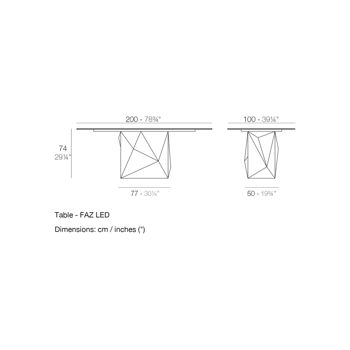 Dimension drawing Table - FAZ LED