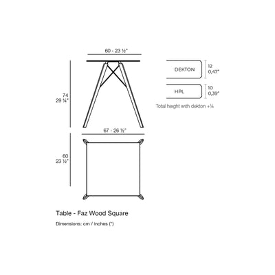 Dimension drawing Table - Faz Wood Square
