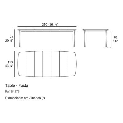 Dimension drawing Table - Fusta