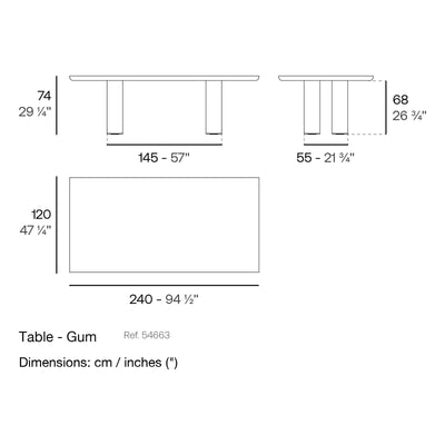Dimension drawing Table - Gum