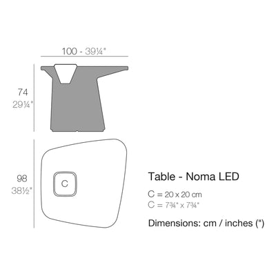 Dimension drawing Table - Noma LED