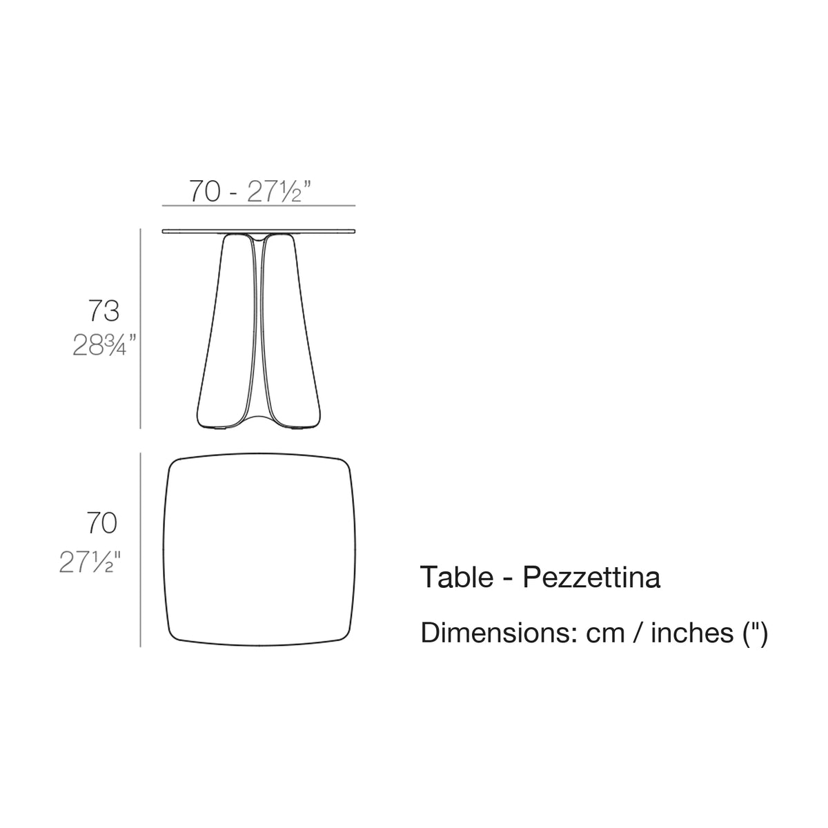 Dimension drawing Table - Pezzettina