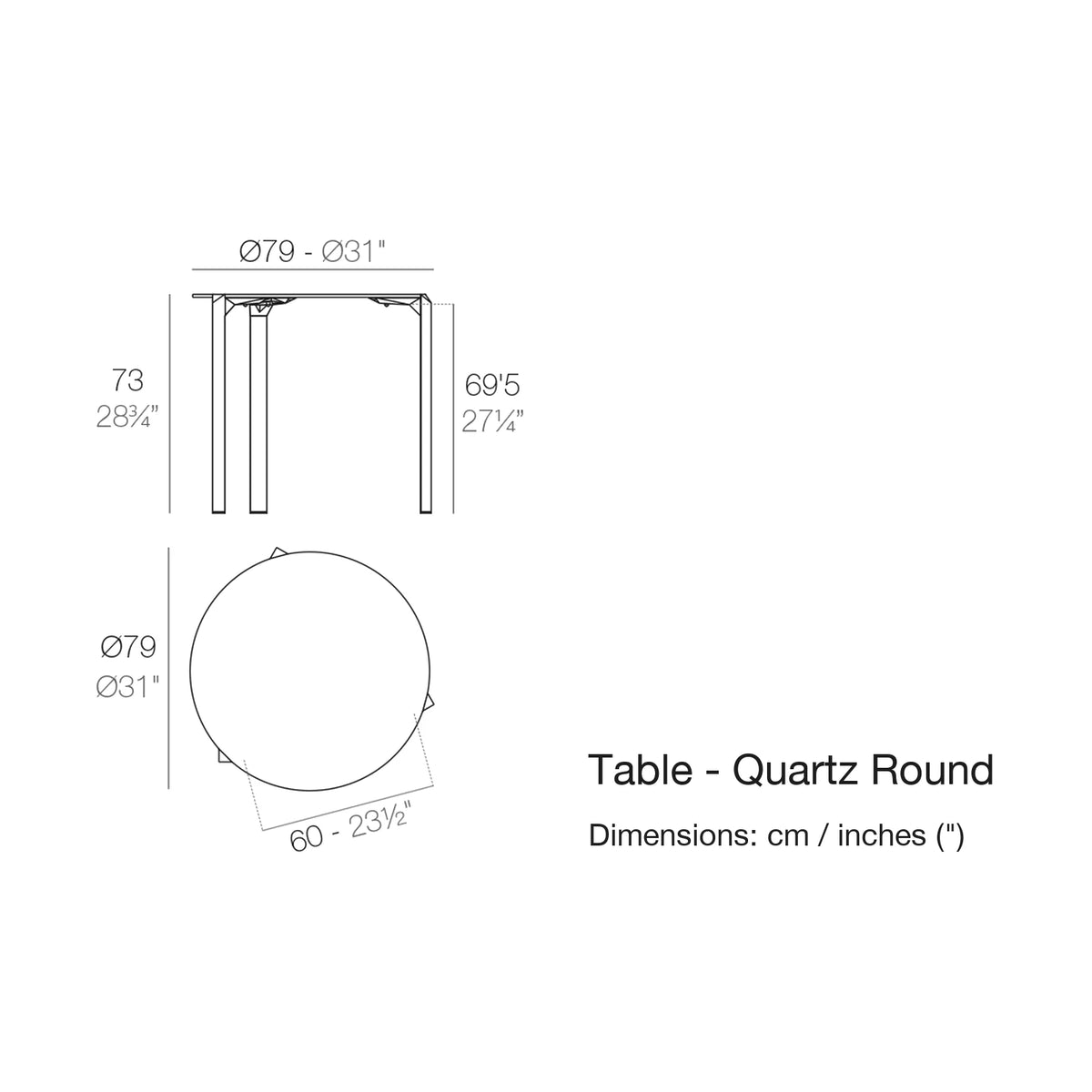 Dimension drawing Table - Quartz Round