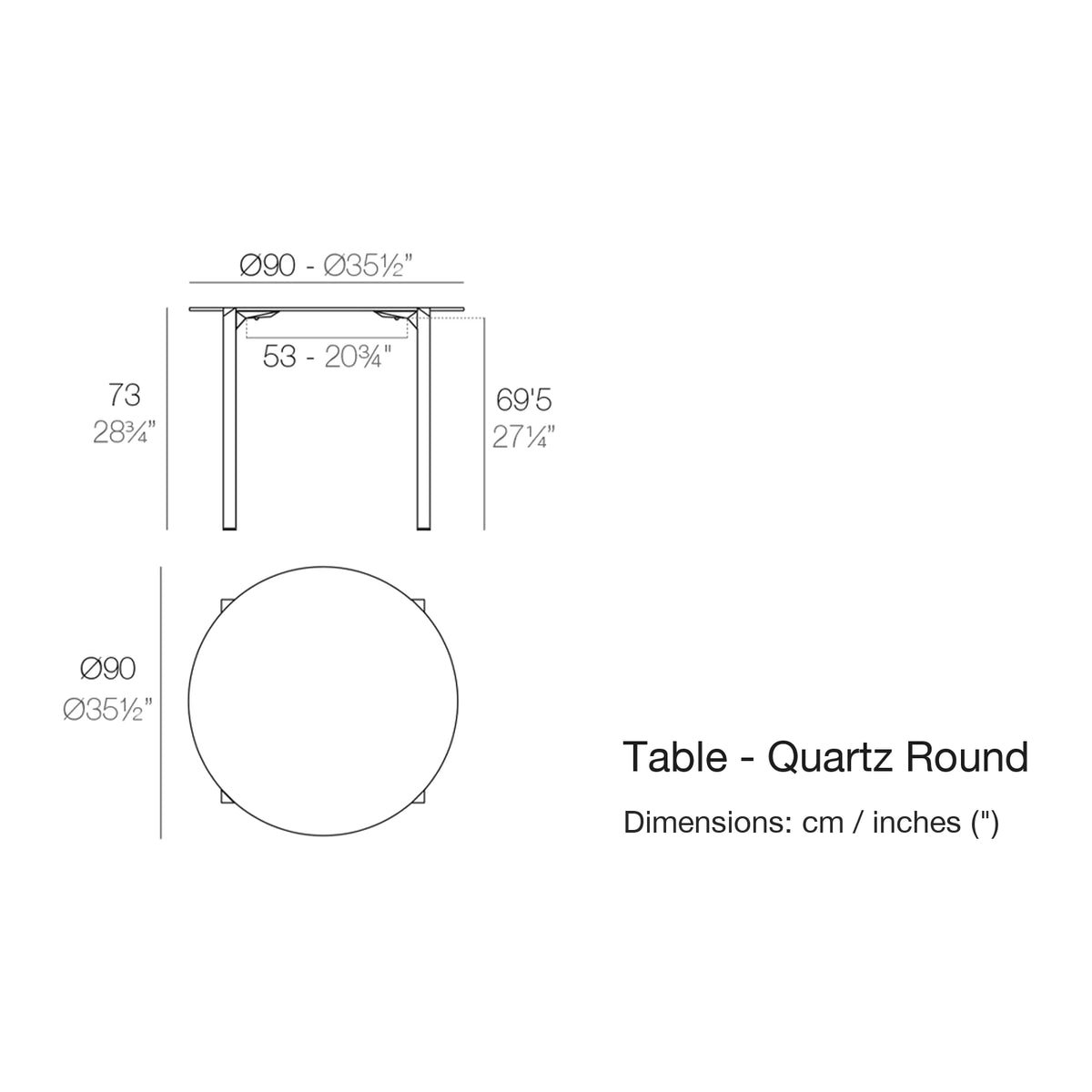 Dimension drawing Table - Quartz Round
